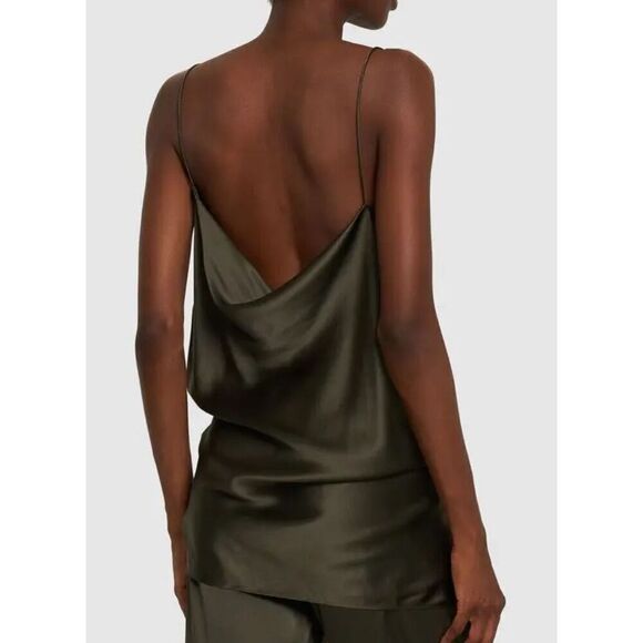 CHRISTOPHER ESBER Verdant Falls Draped Silk Satin Bodysuit in Seaweed NWT Size 8 - Picture 3 of 13